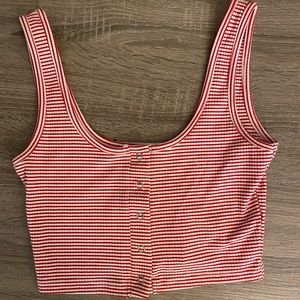Me to We Women’s Red and White Striped Crop top in Size Small